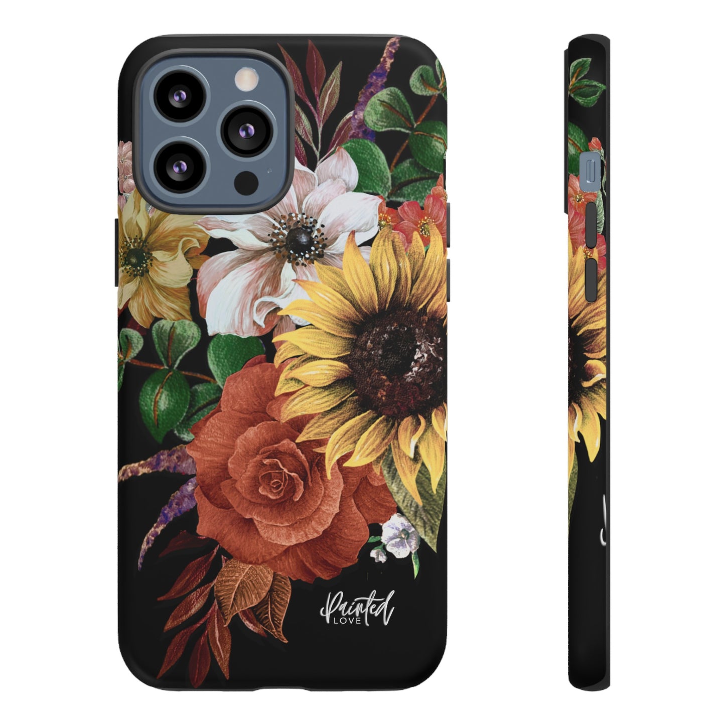 Painted Love Customs Floral Phone Case, Black