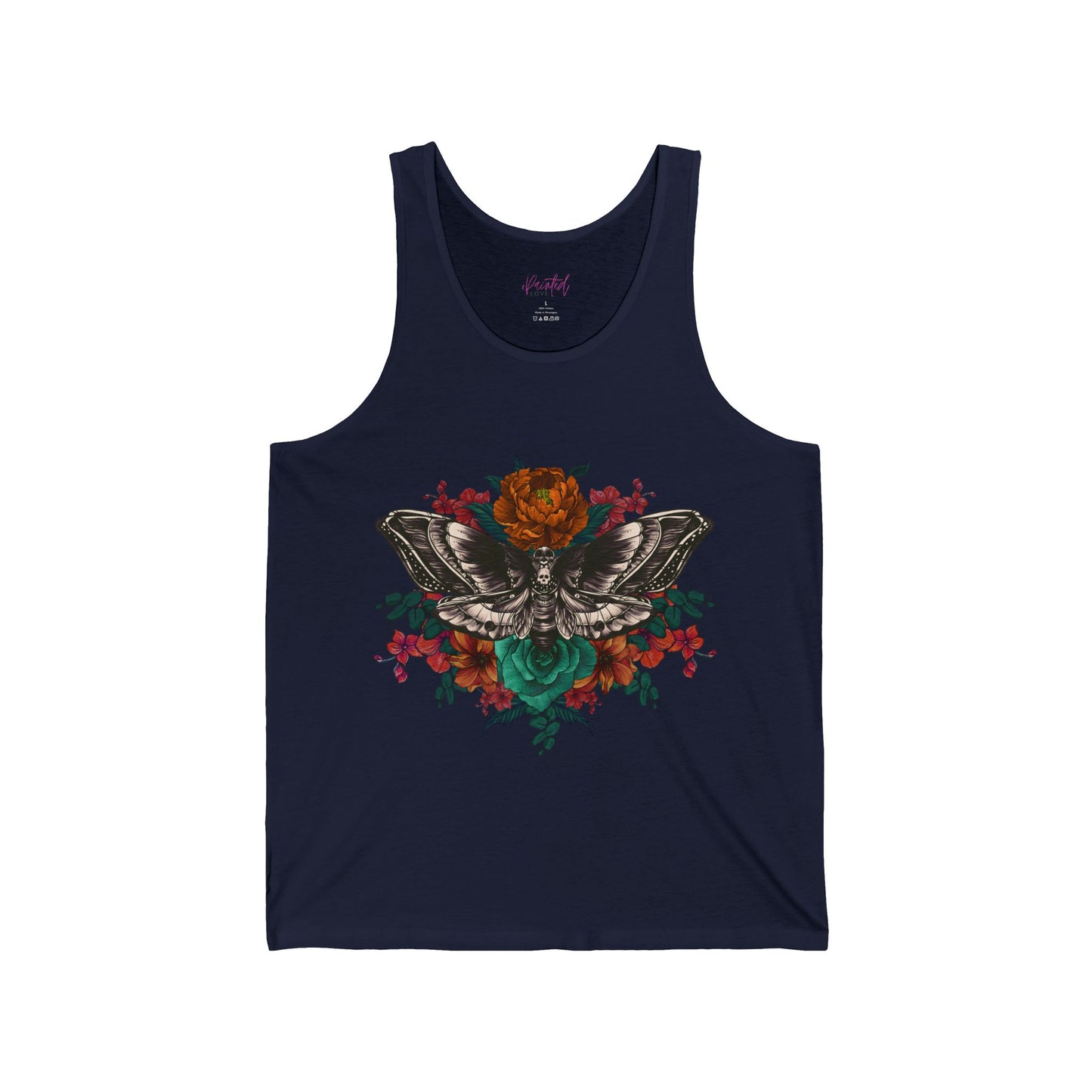 Tank Top with Deaths Head Moth and Flowers Design