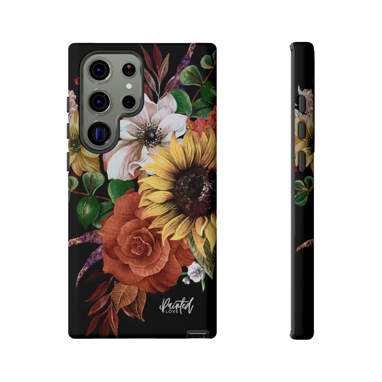 Painted Love Customs Floral Phone Case, Black