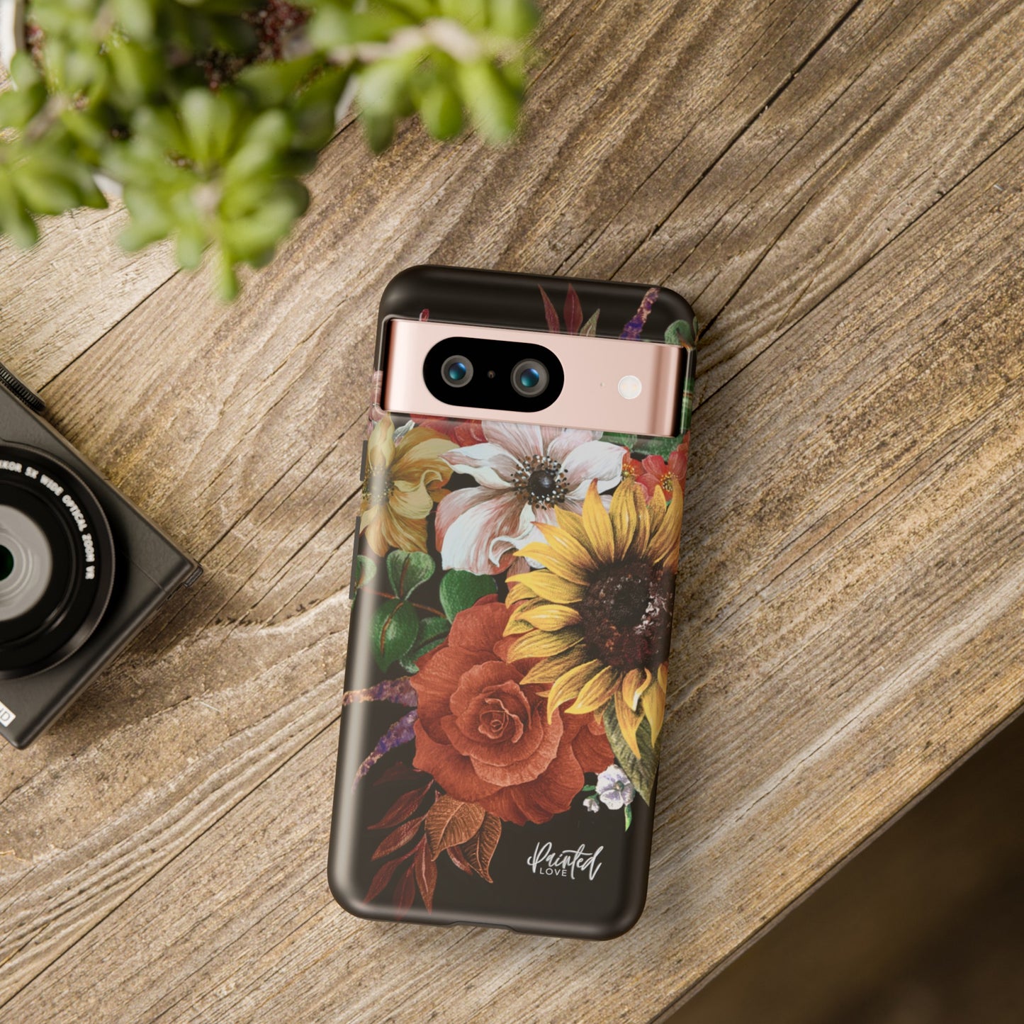 Painted Love Customs Floral Phone Case, Black