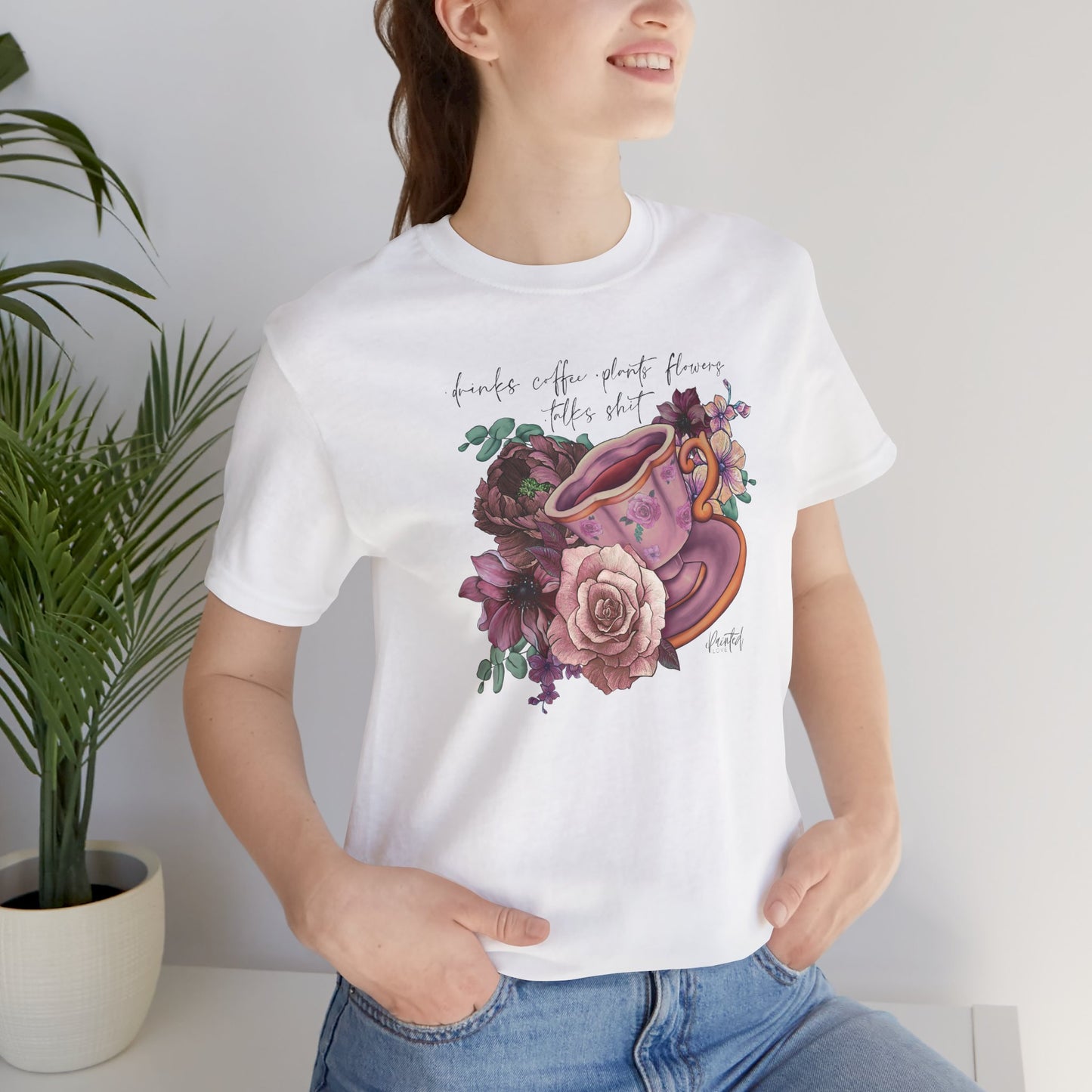 Sweary Coffee Cup Tee, Vintage Florals