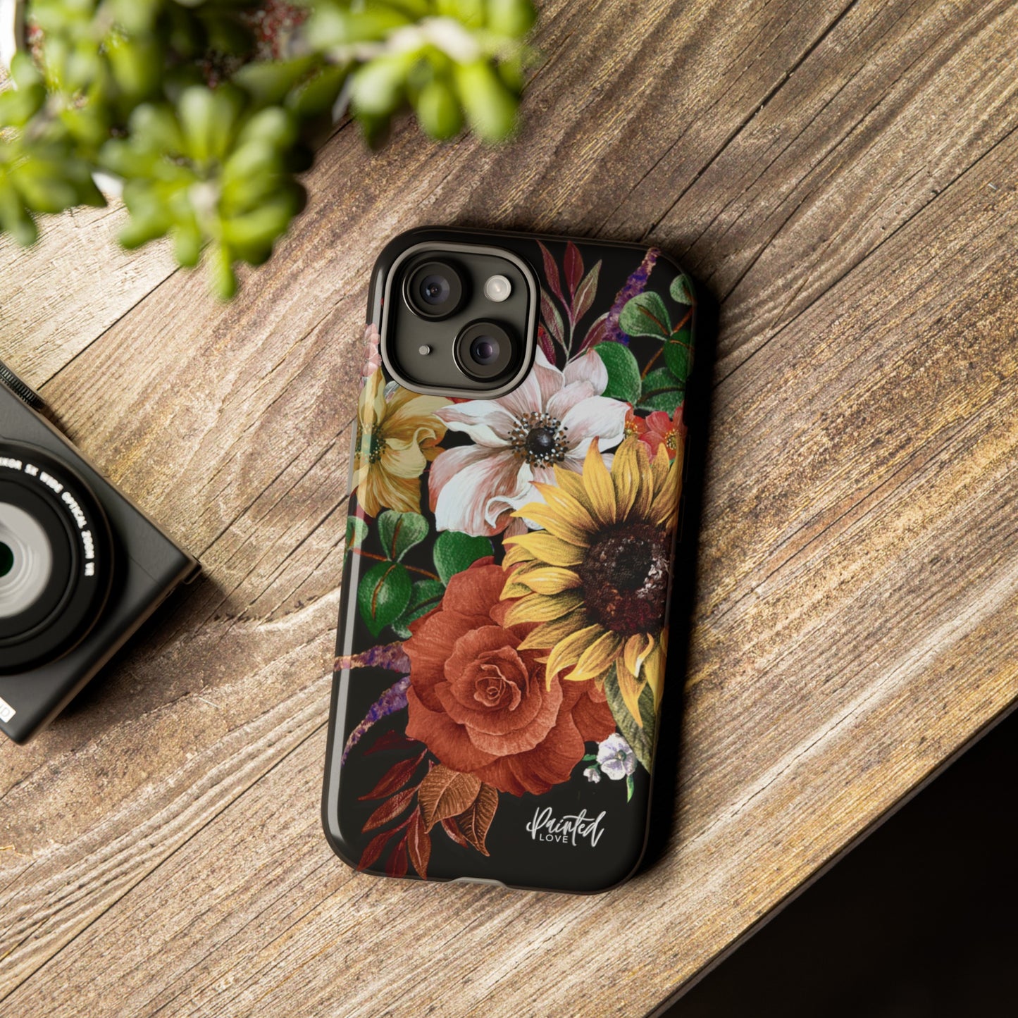 Painted Love Customs Floral Phone Case, Black