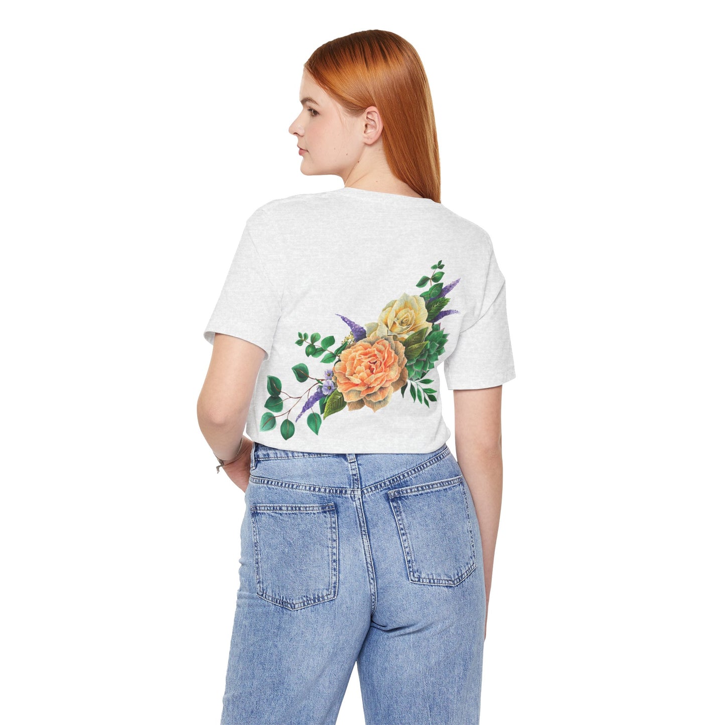 Peach Flowers Back Design Unisex Tee