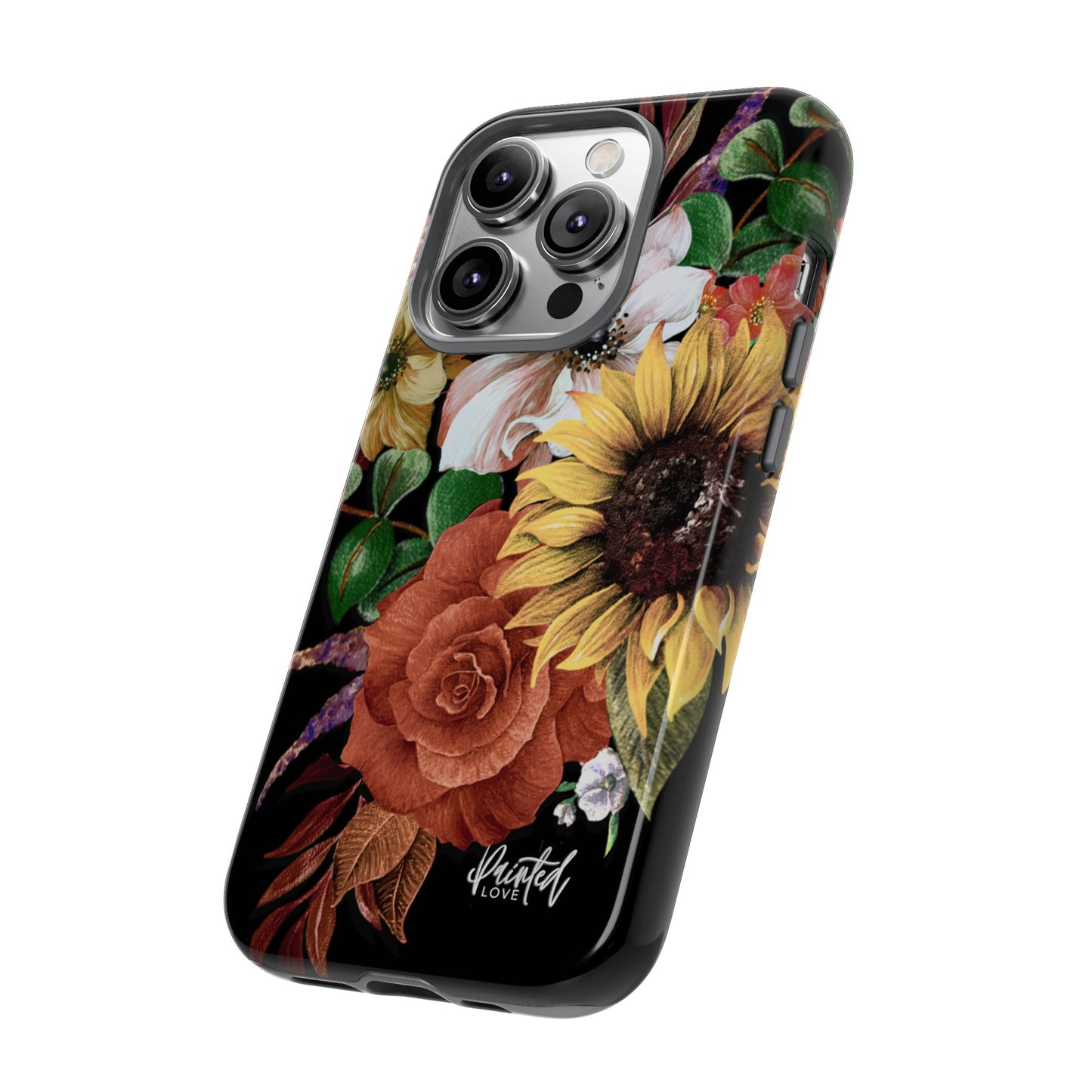 Painted Love Customs Floral Phone Case, Black