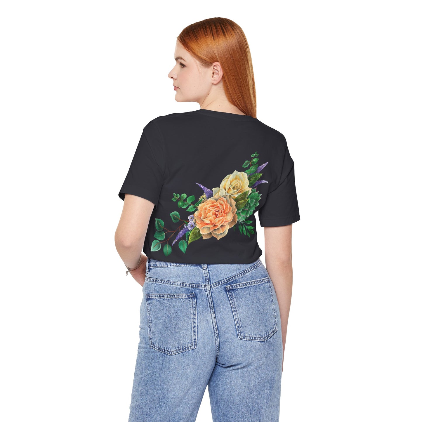 Peach Flowers Back Design Unisex Tee