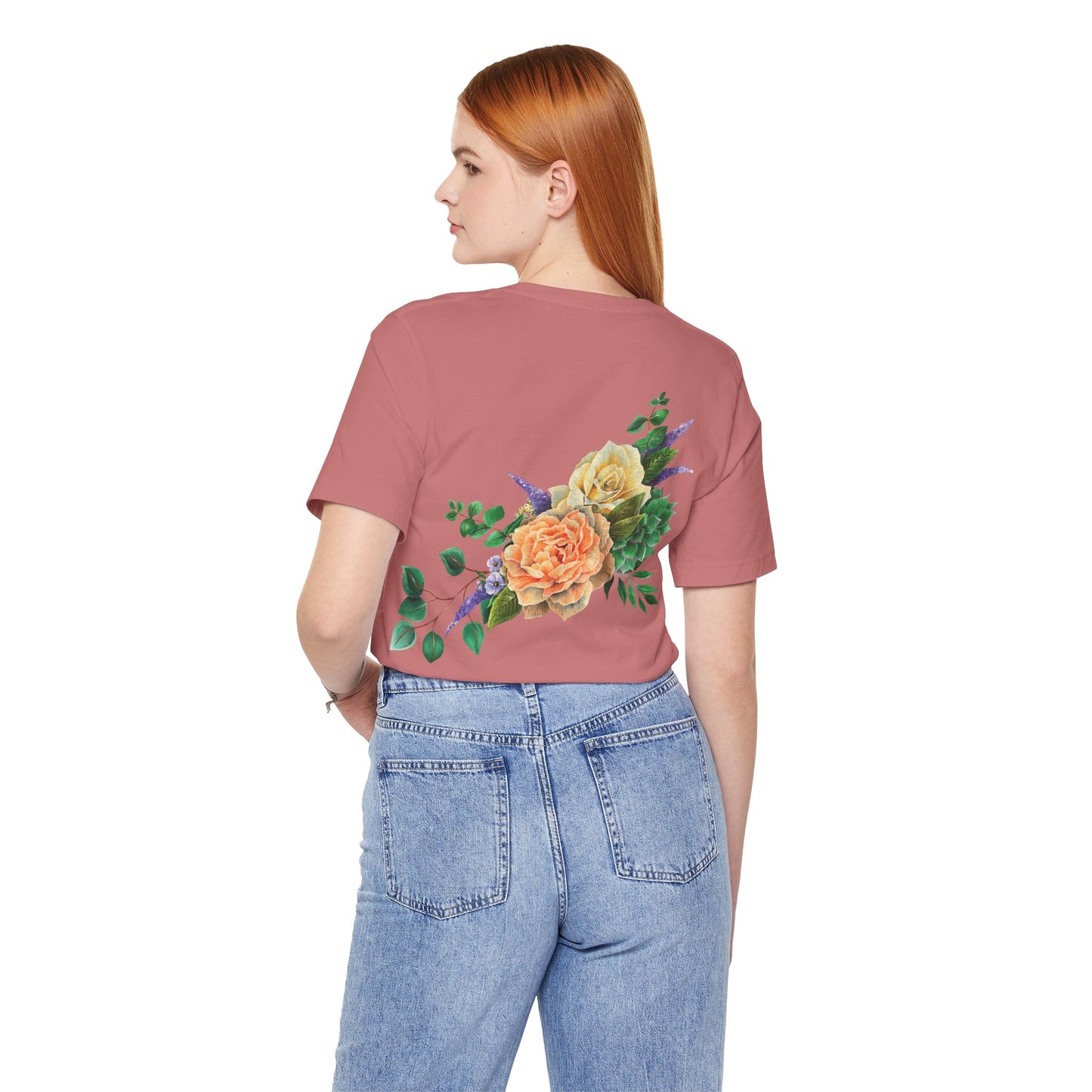 Peach Flowers Back Design Unisex Tee