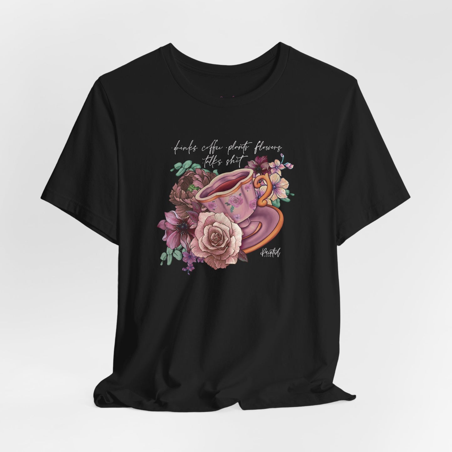 Sweary Coffee Cup Tee, Vintage Florals