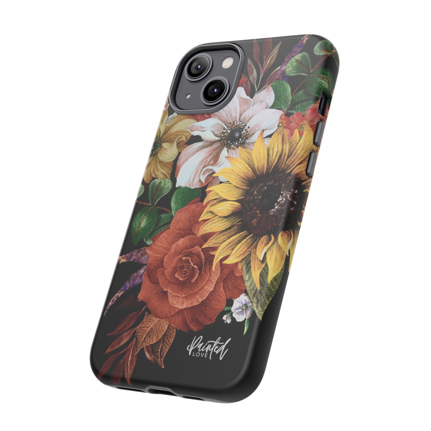 Painted Love Customs Floral Phone Case, Black