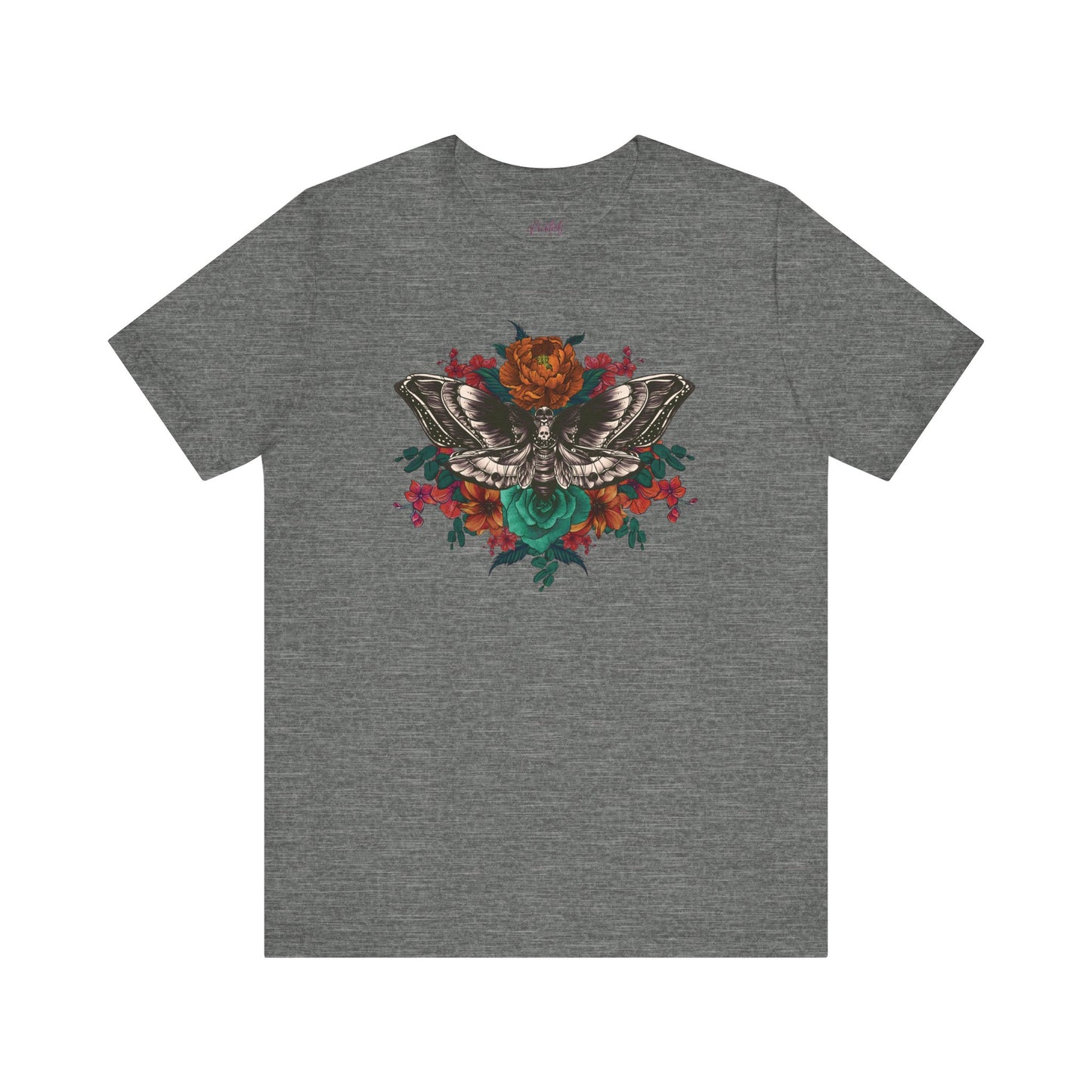 Tattoo Style Deaths Head Moth Floral Tshirt