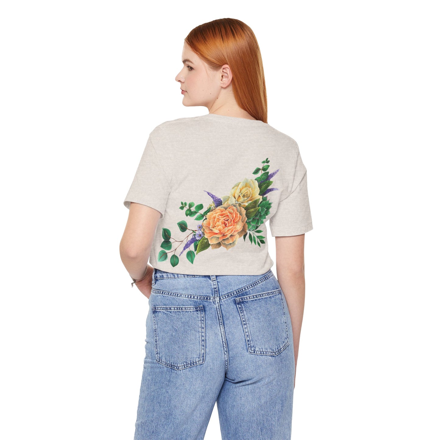 Peach Flowers Back Design Unisex Tee