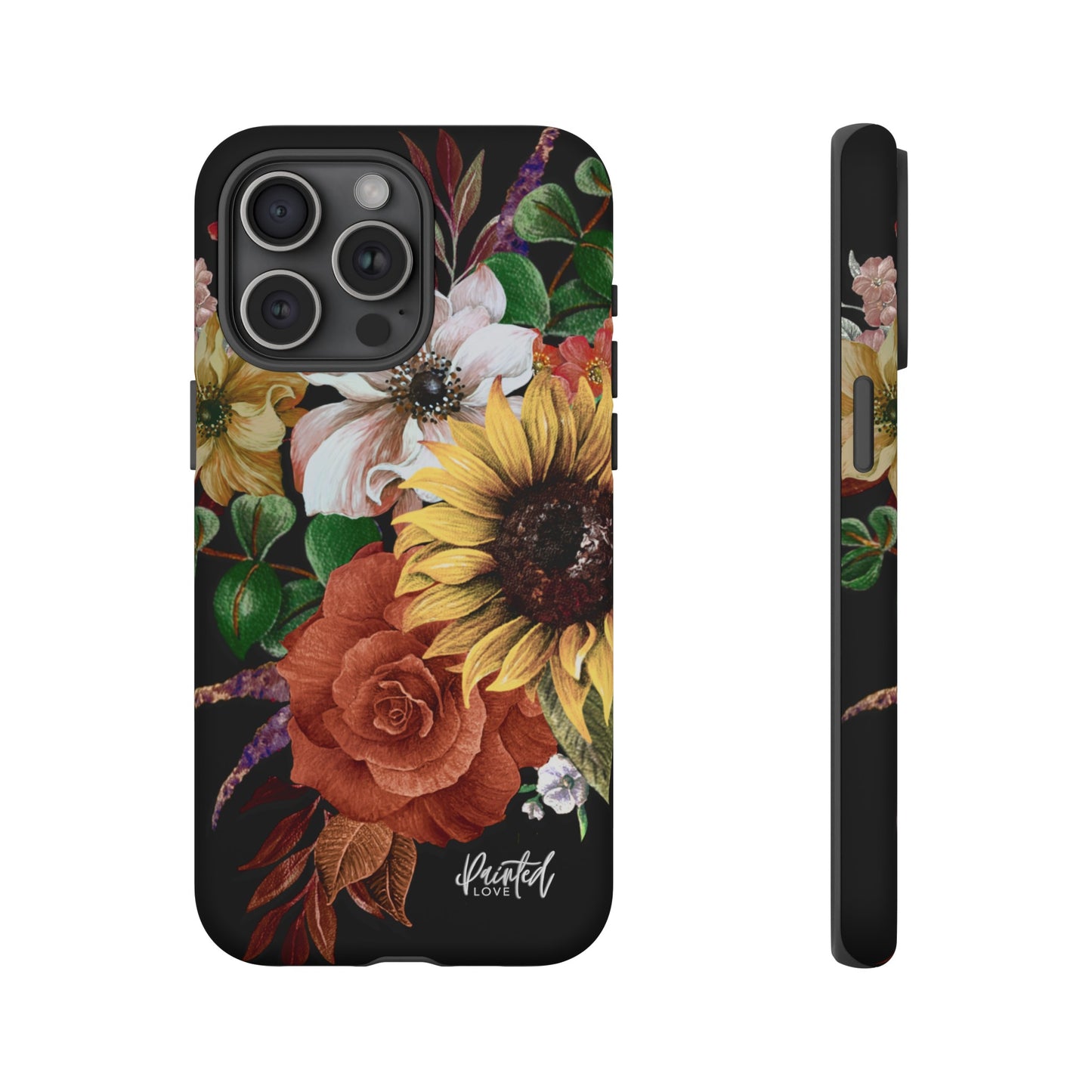 Painted Love Customs Floral Phone Case, Black