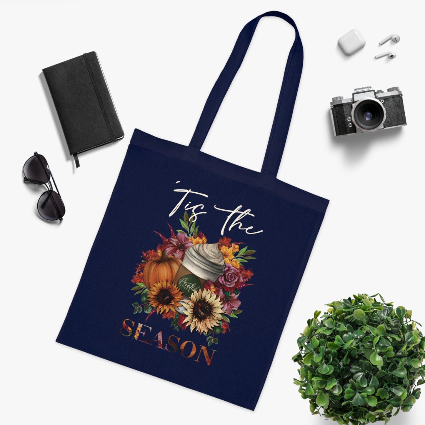 “‘Tis the Season” Pumpkin Spice Latte inspired Halloween Tote Bag