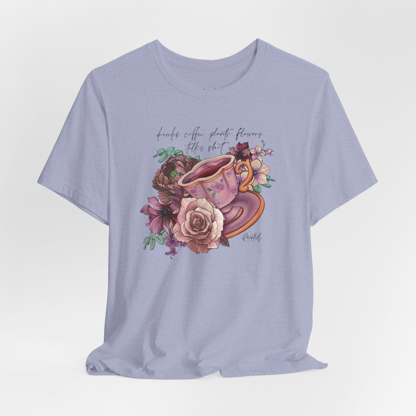 Sweary Coffee Cup Tee, Vintage Florals
