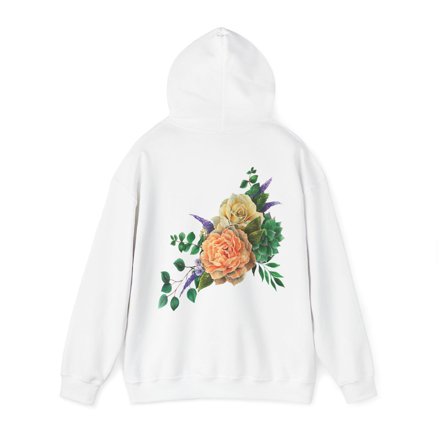 Peach Flowers Bouquet Back Unisex Hoodie