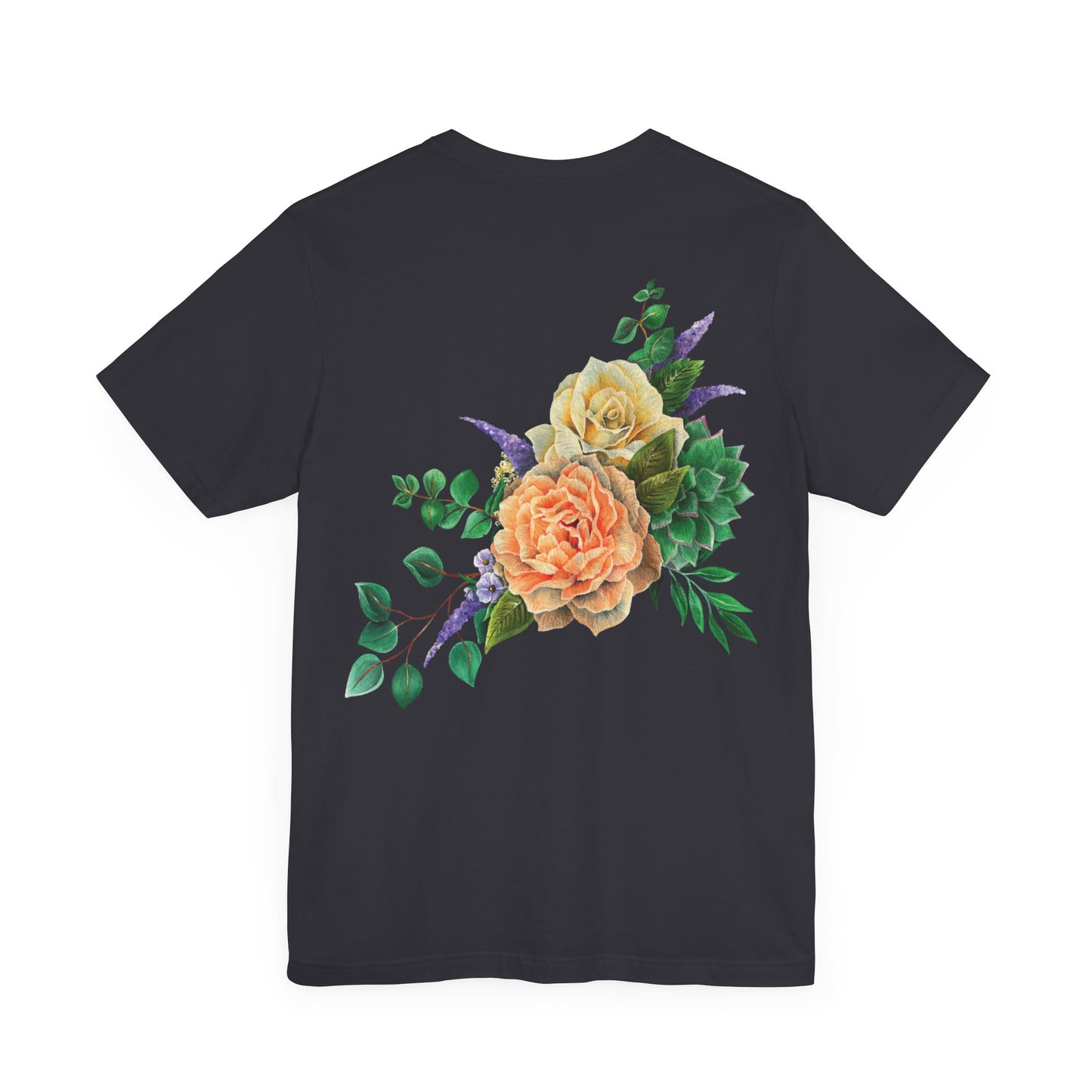 Peach Flowers Back Design Unisex Tee