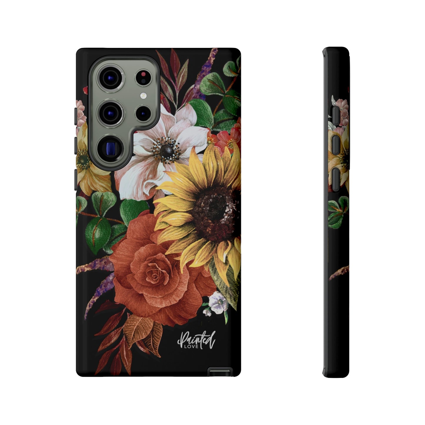 Painted Love Customs Floral Phone Case, Black