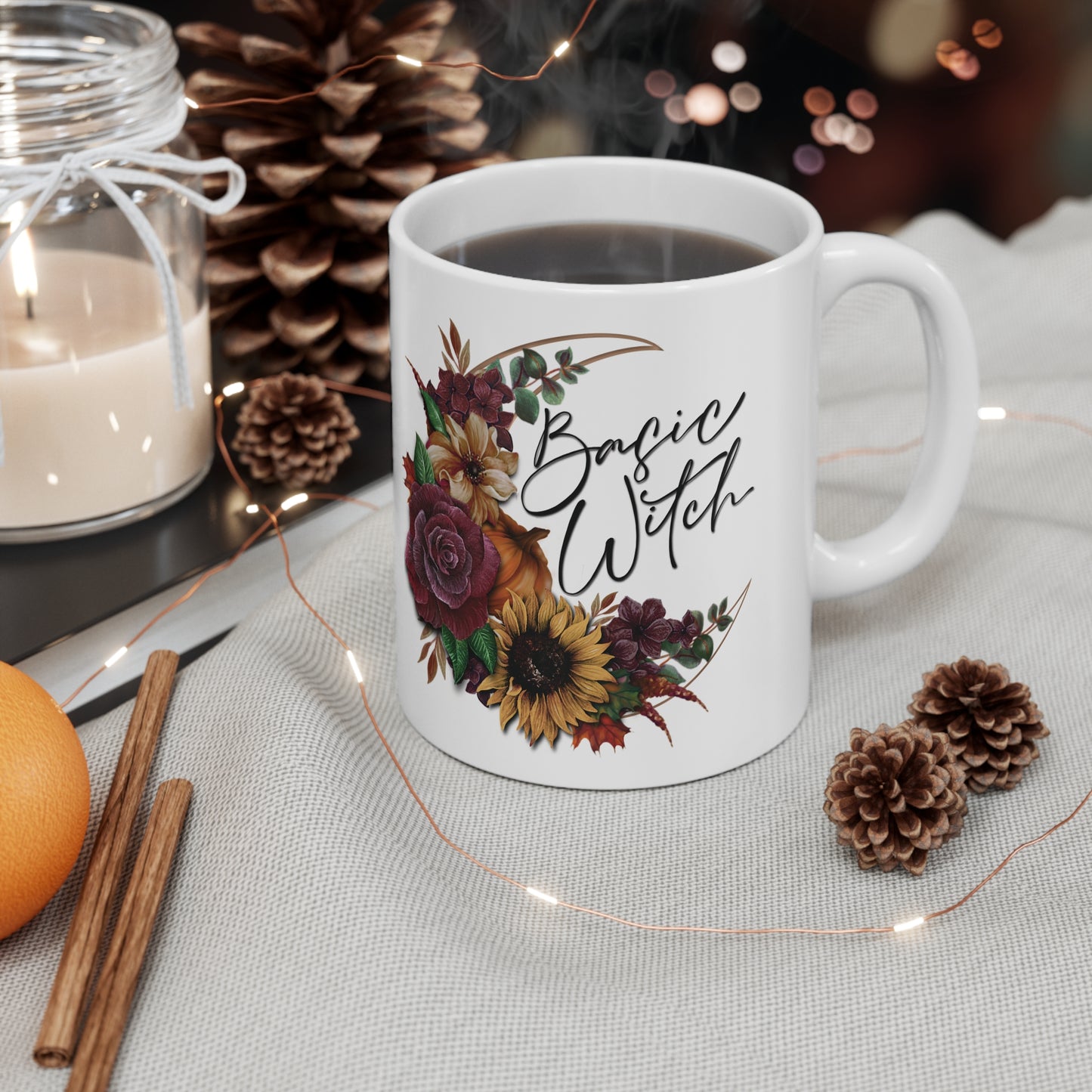 “Basic Witch” Halloween Floral Mug