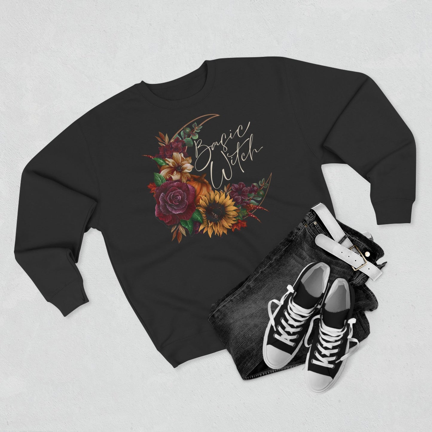 “Basic Witch” Halloween Floral Sweatshirt