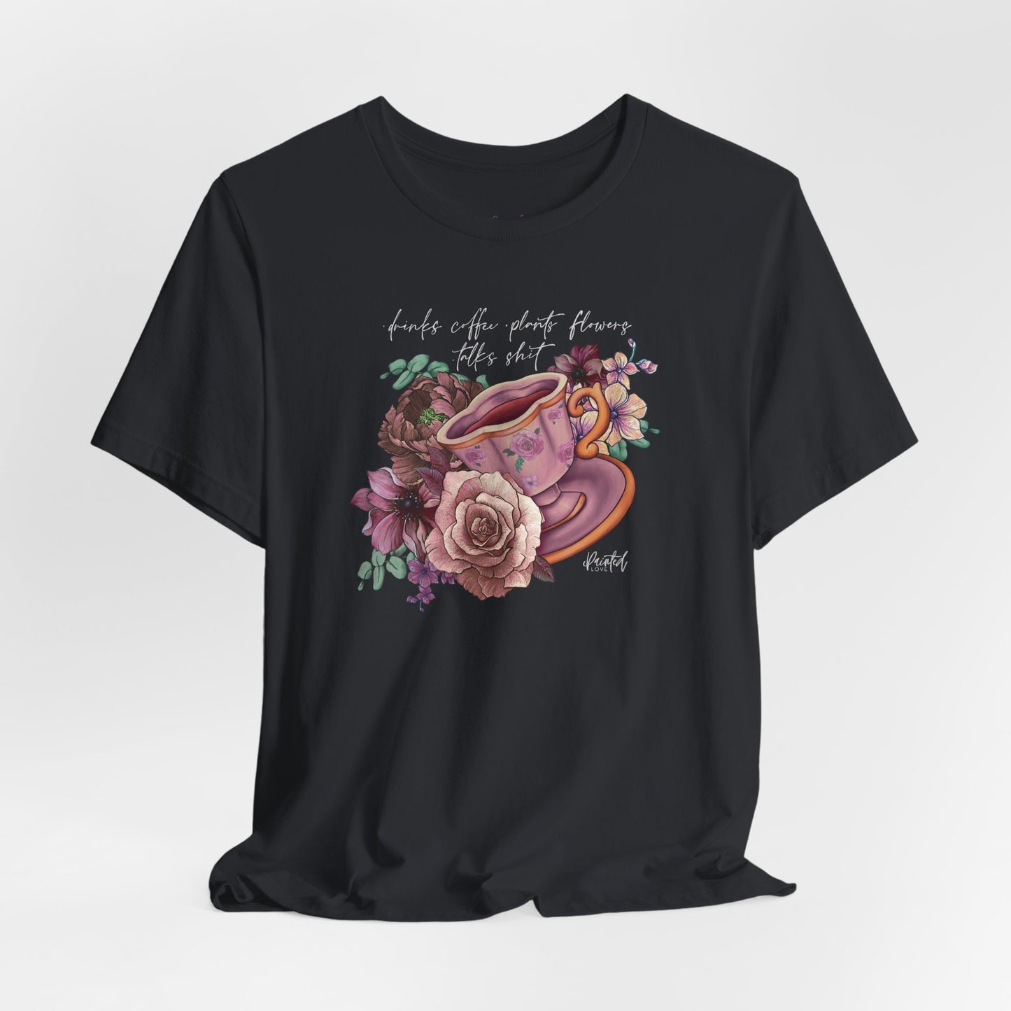 Sweary Coffee Cup Tee, Vintage Florals