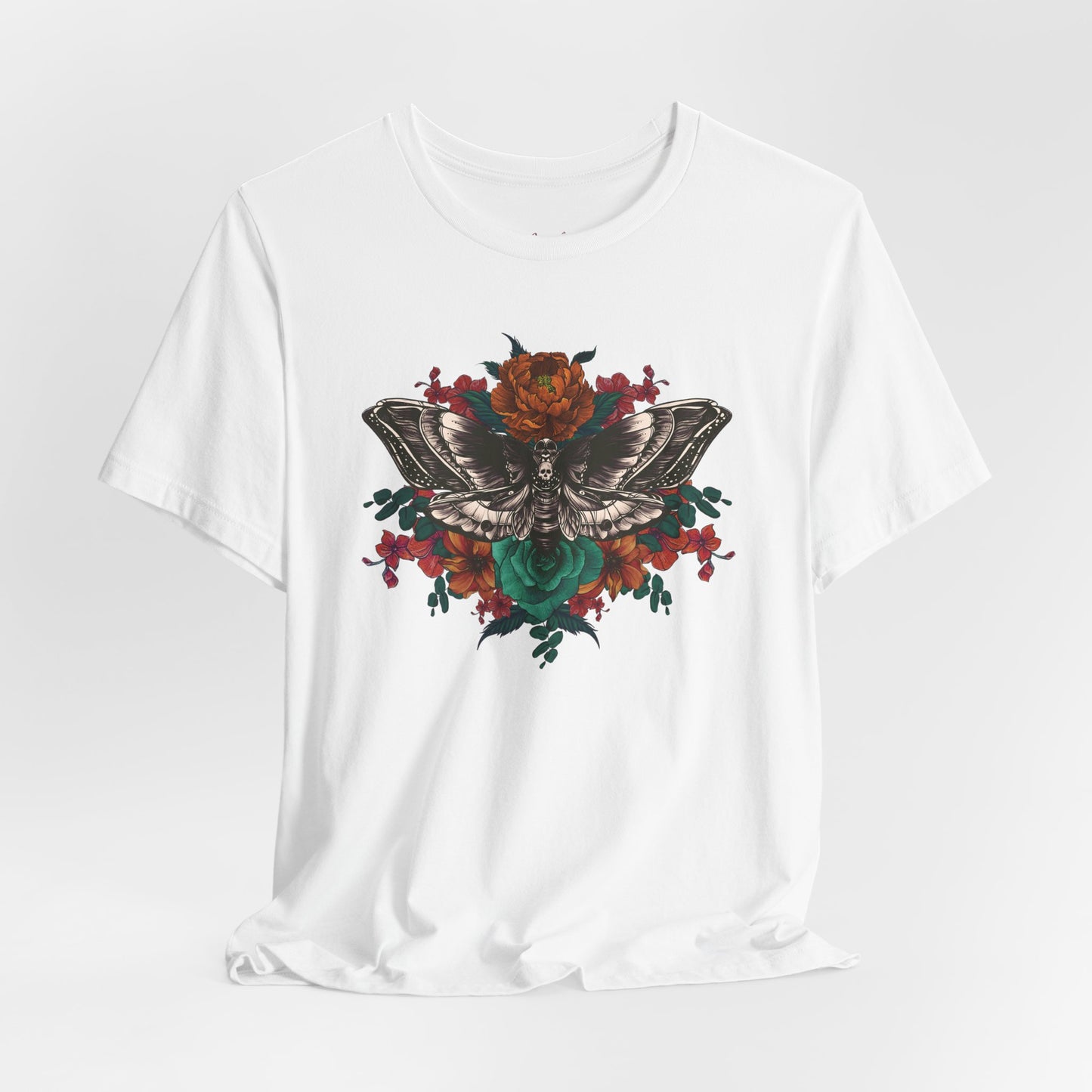 Tattoo Style Deaths Head Moth Floral Tshirt