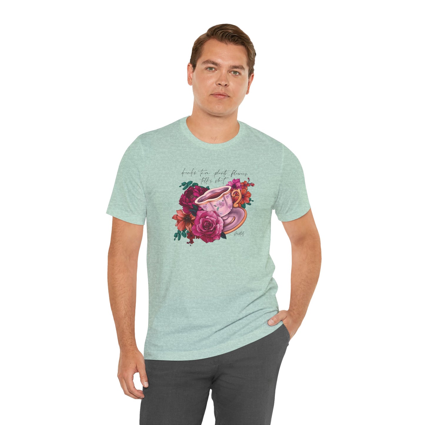 Sweary Tea Cup Tee, Bright Pink