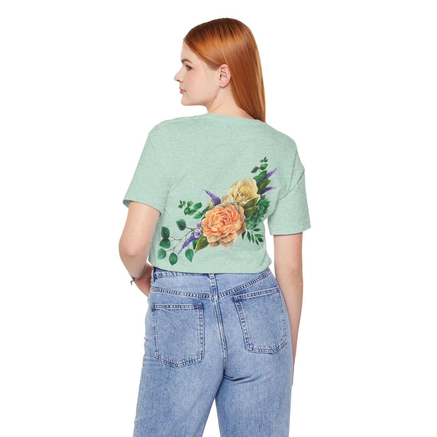 Peach Flowers Back Design Unisex Tee