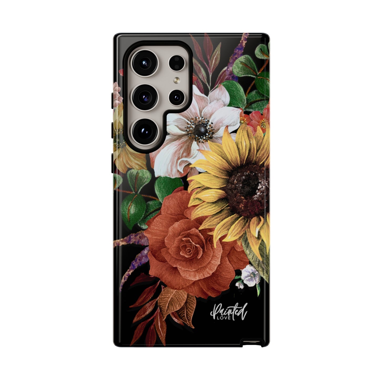 Painted Love Customs Floral Phone Case, Black