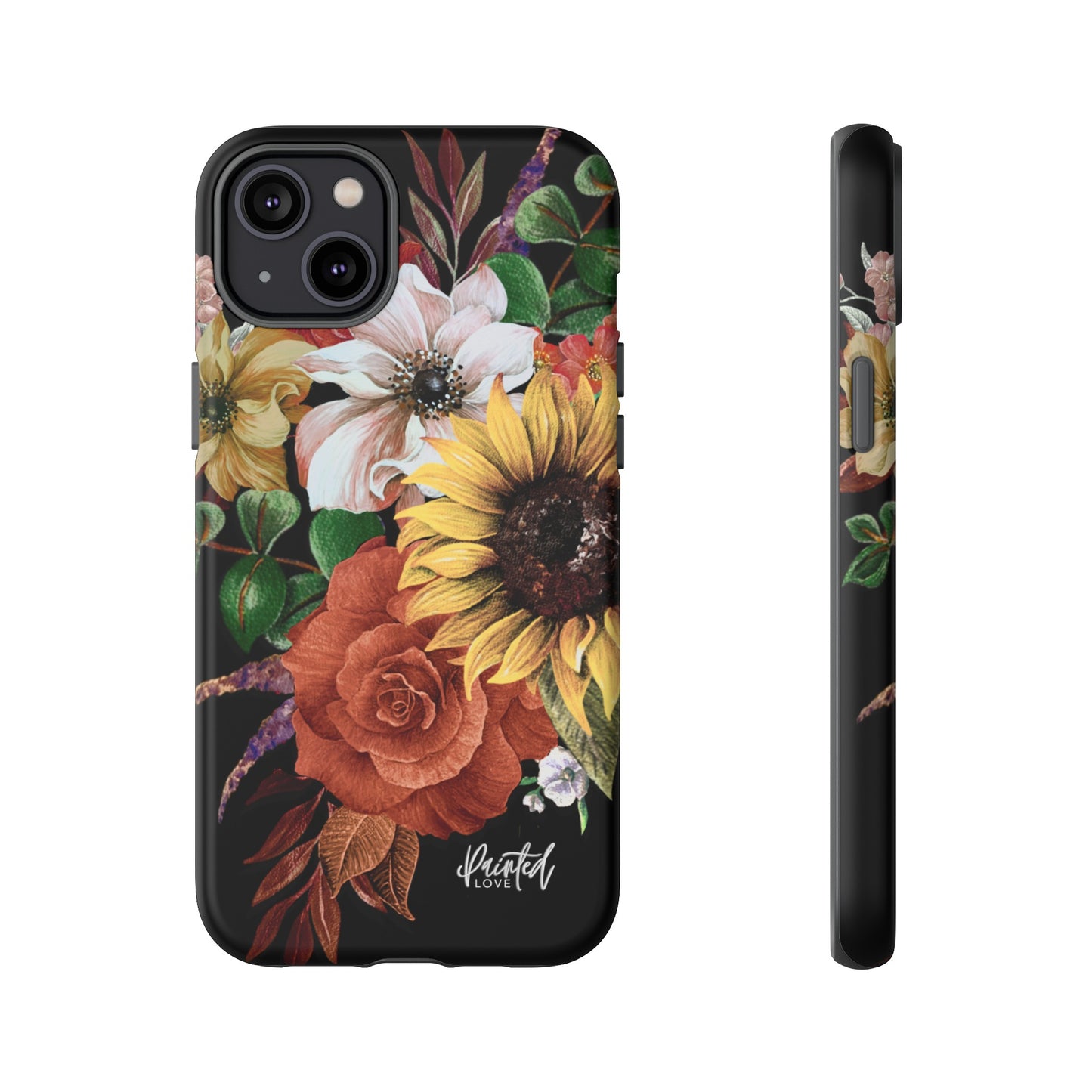 Painted Love Customs Floral Phone Case, Black