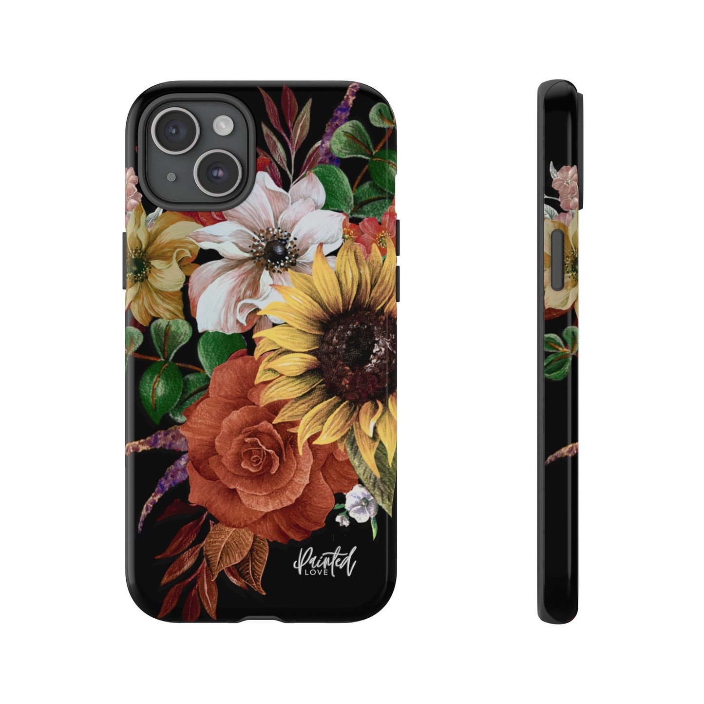 Painted Love Customs Floral Phone Case, Black