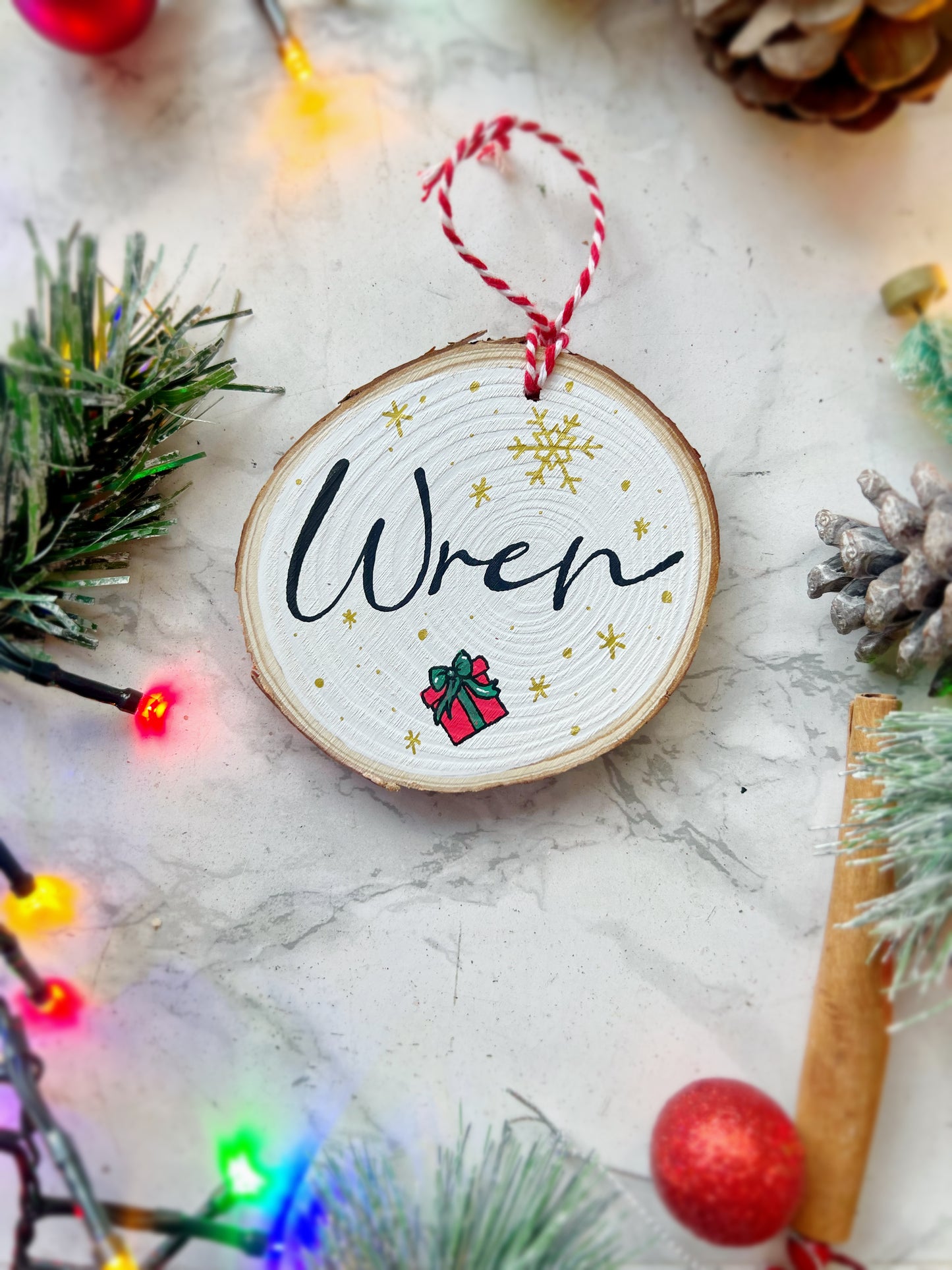 Personalised Log Slice Christmas Tree Decoration