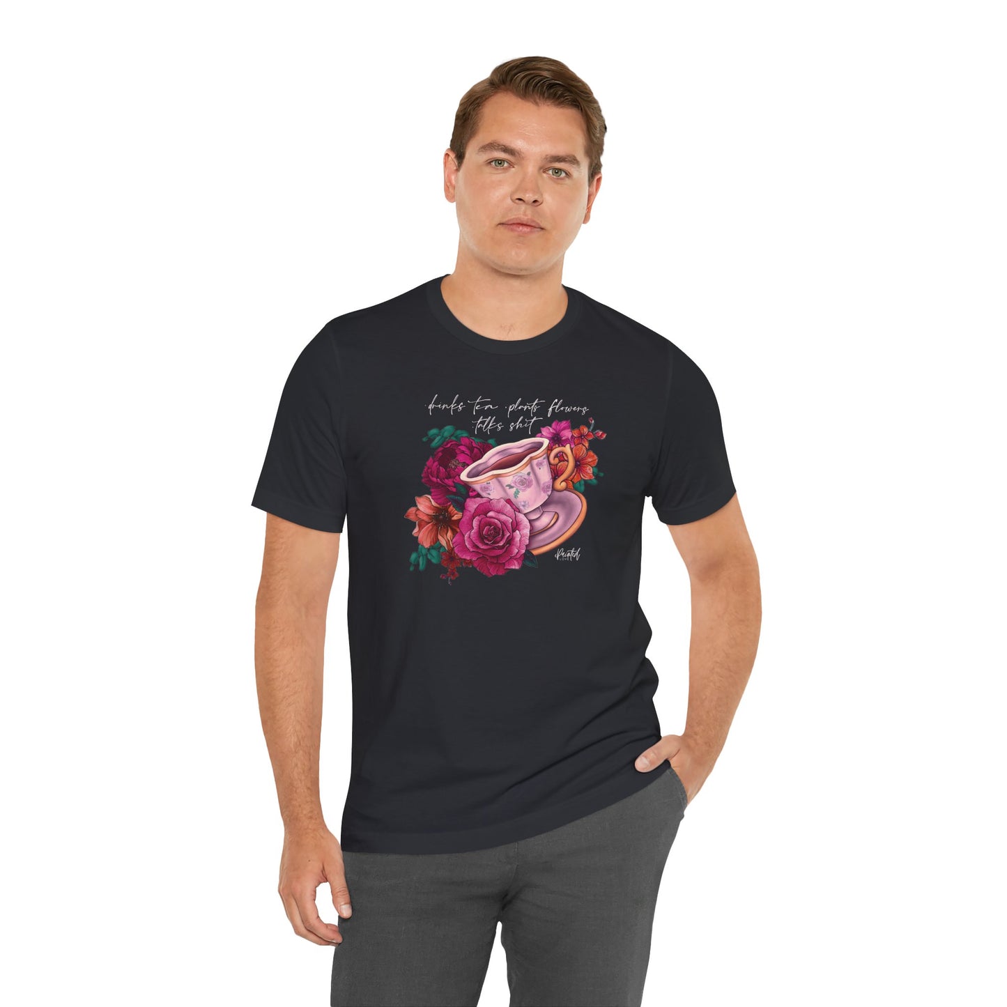 Sweary Tea Cup Tee, Bright Pink