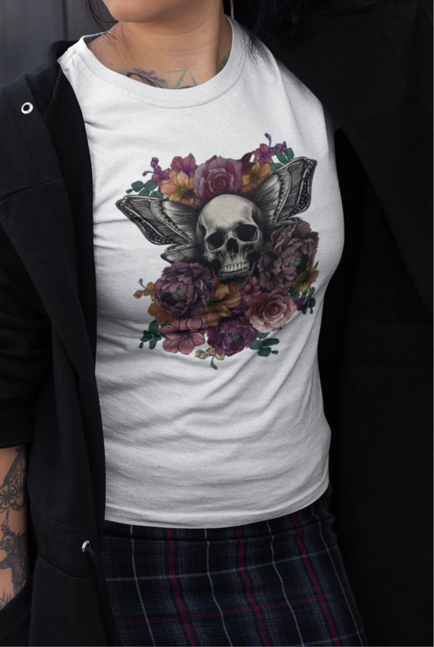 Floral Skull Tattoo Style Tee