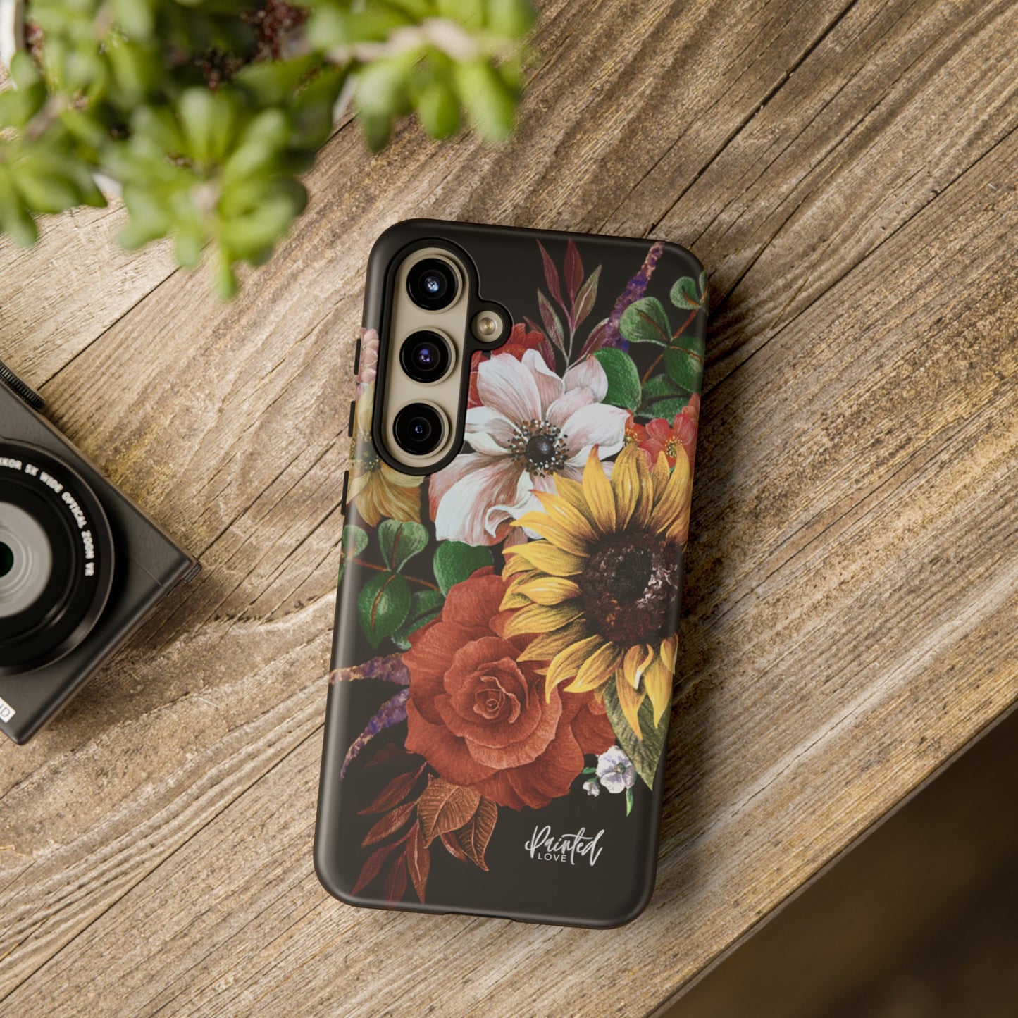 Painted Love Customs Floral Phone Case, Black