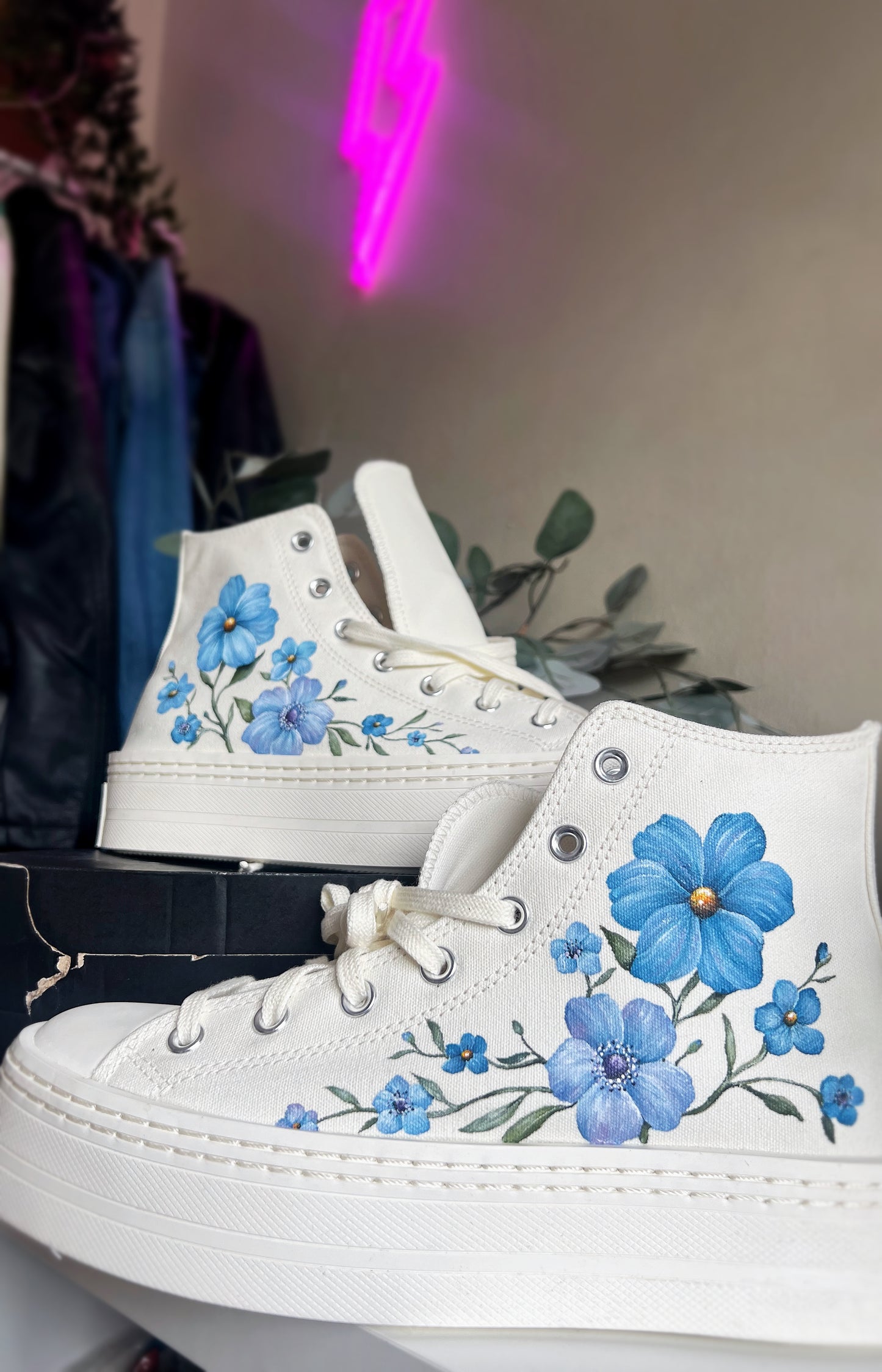 Hand Painted Converse High Tops, Custom Painted Converse, Shoe Painting Service, Wedding Converse