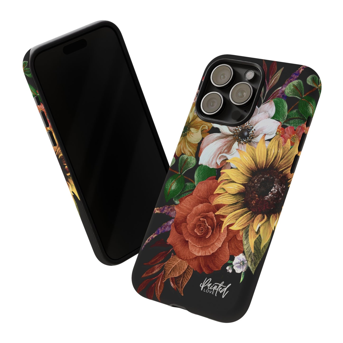 Painted Love Customs Floral Phone Case, Black