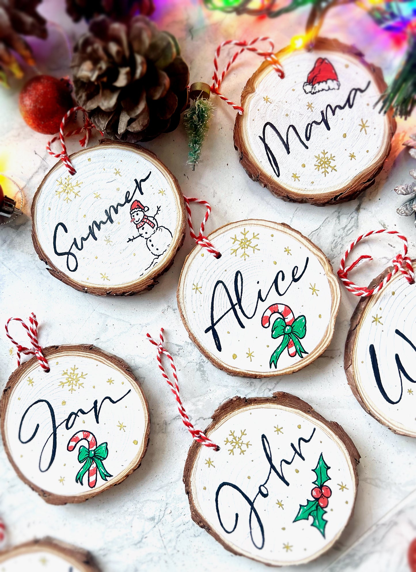 Personalised Log Slice Christmas Tree Decoration