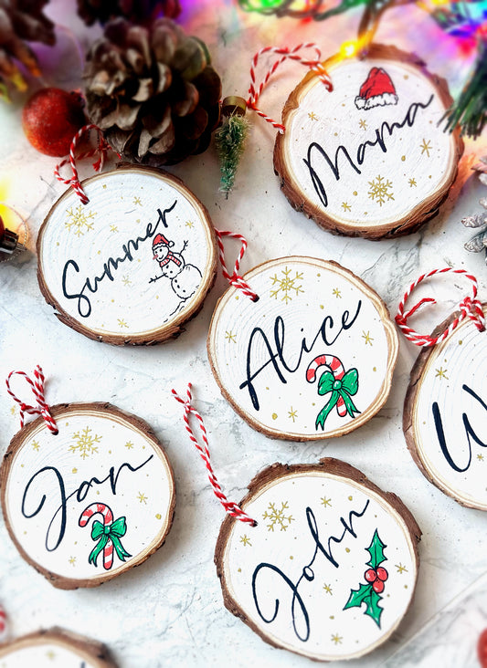 Personalised Log Slice Christmas Tree Decoration