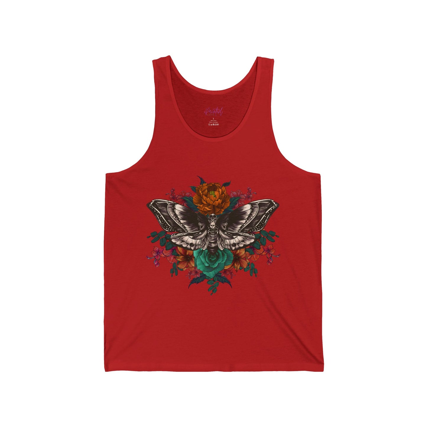 Tank Top with Deaths Head Moth and Flowers Design