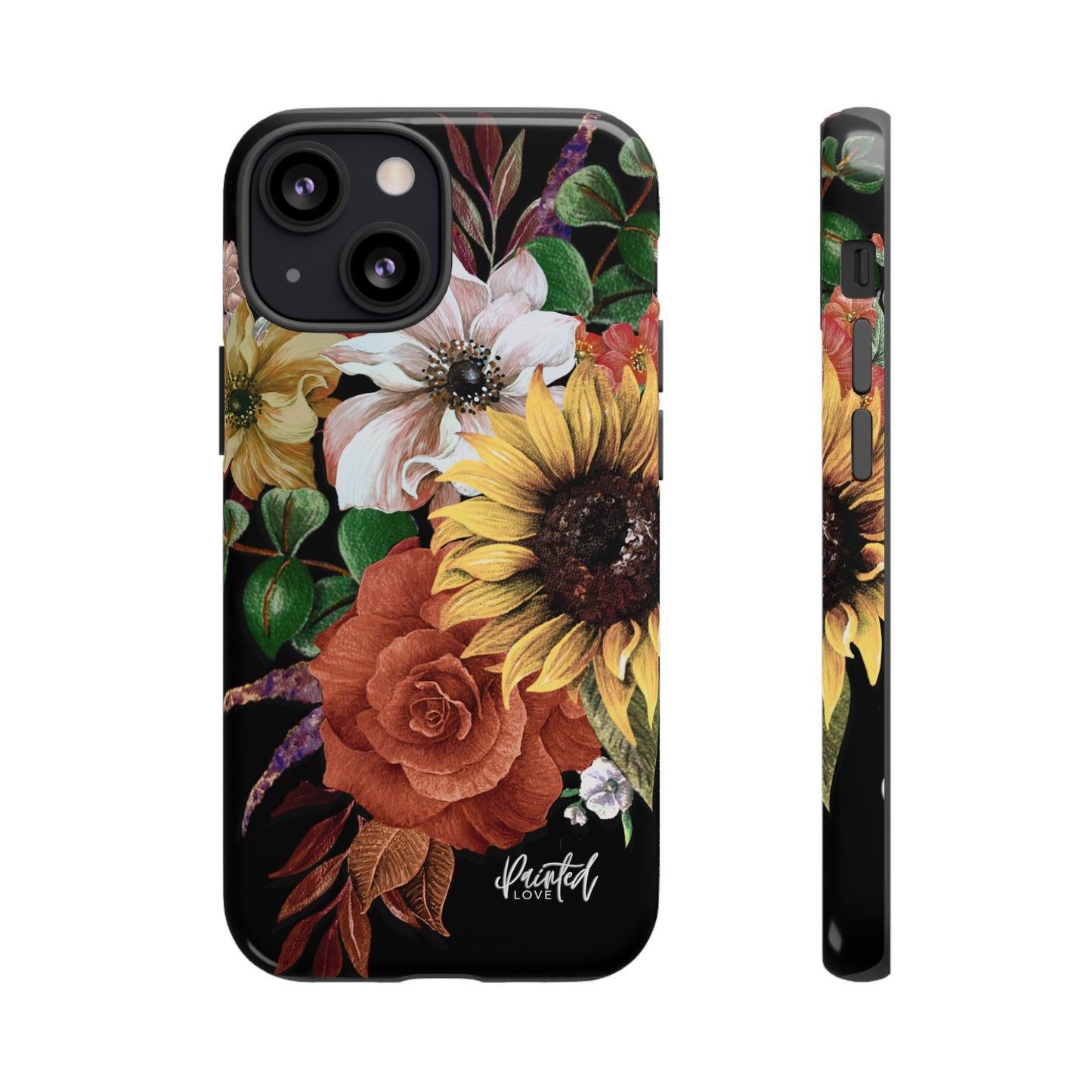 Painted Love Customs Floral Phone Case, Black