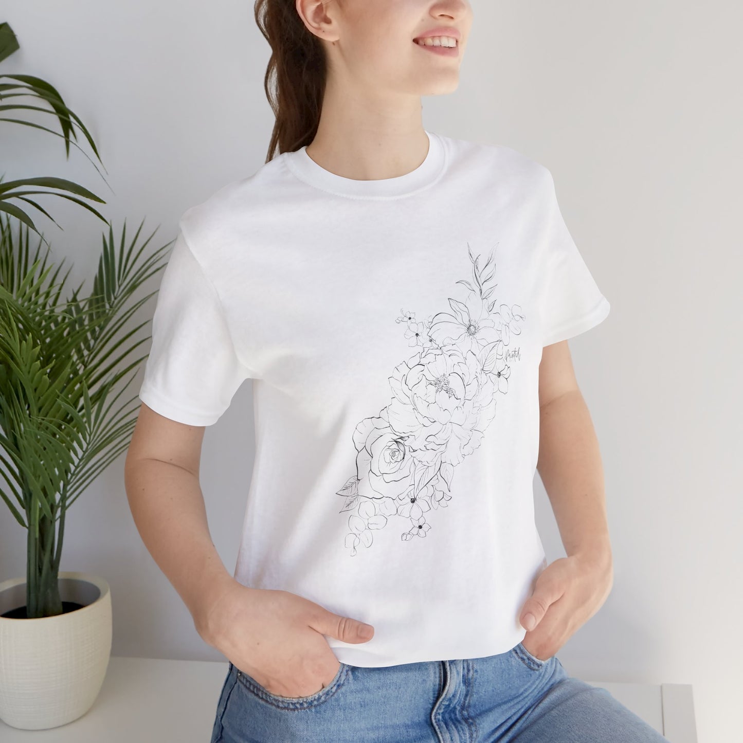 Floral Tee - Fineline Tattoo Style