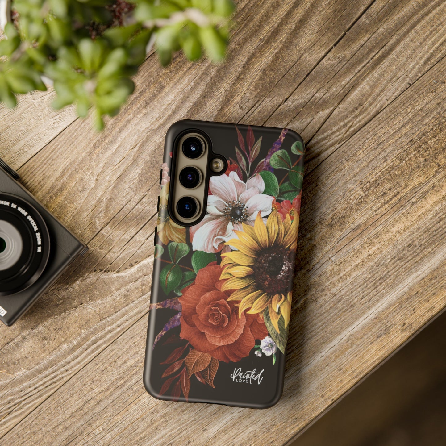 Painted Love Customs Floral Phone Case, Black