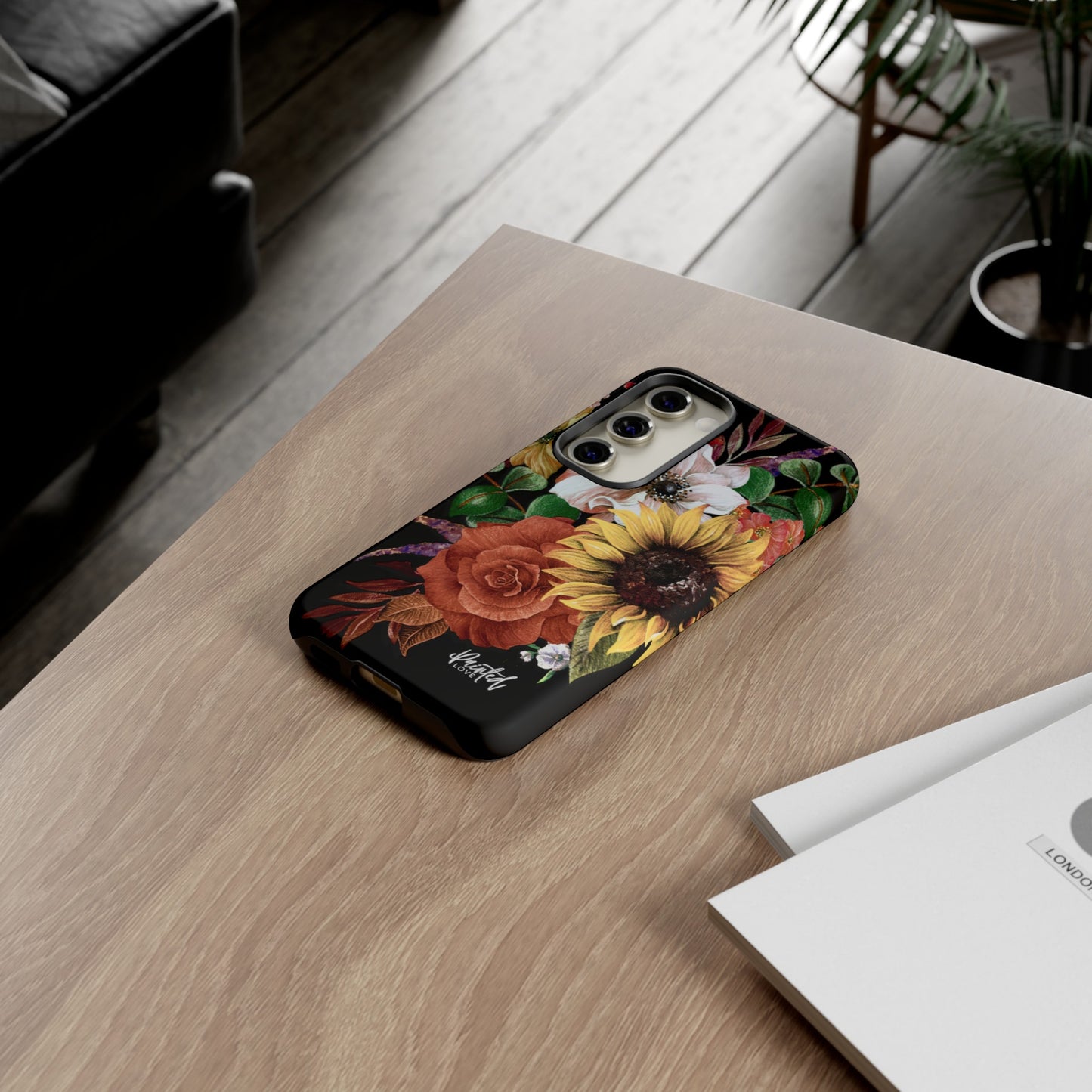 Painted Love Customs Floral Phone Case, Black