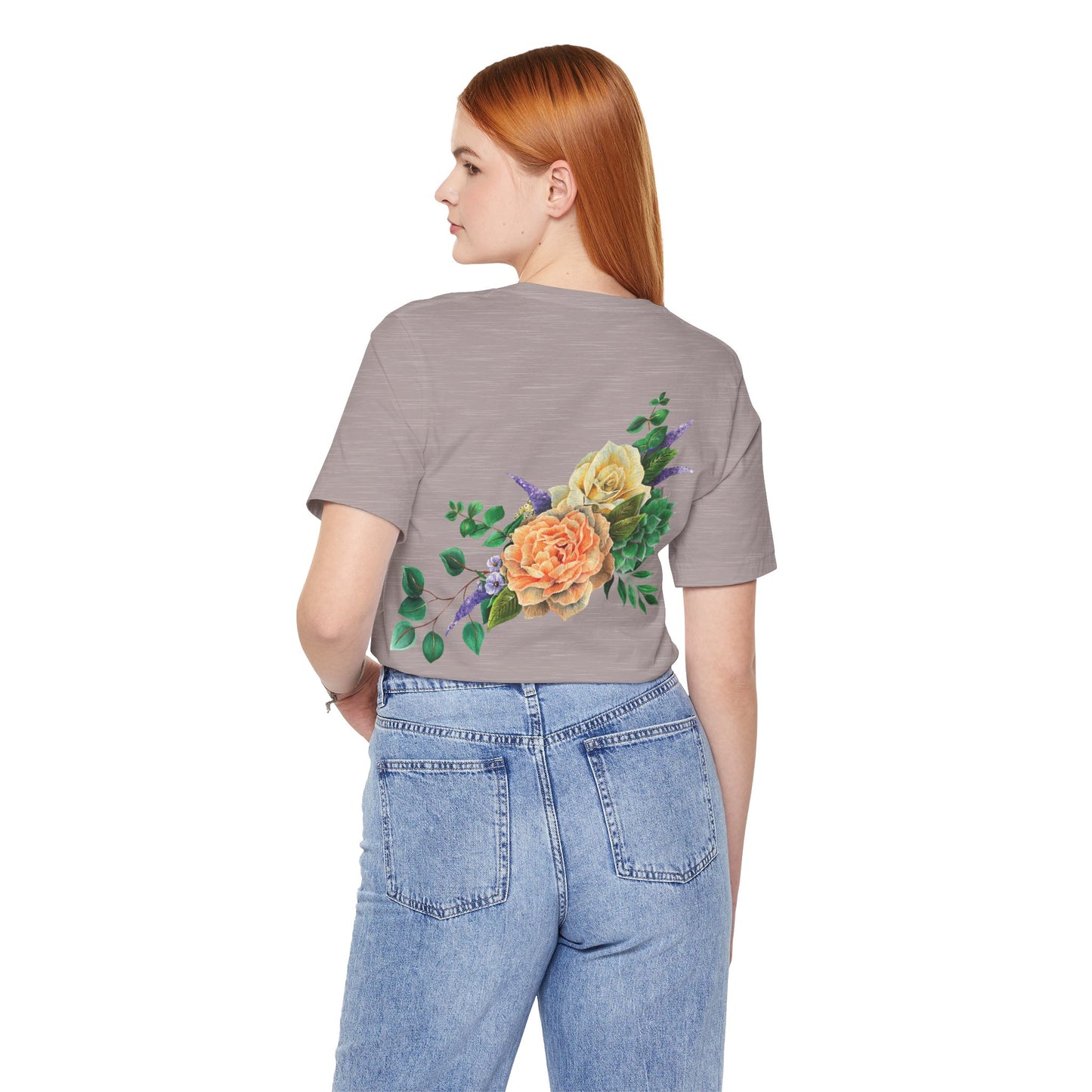 Peach Flowers Back Design Unisex Tee