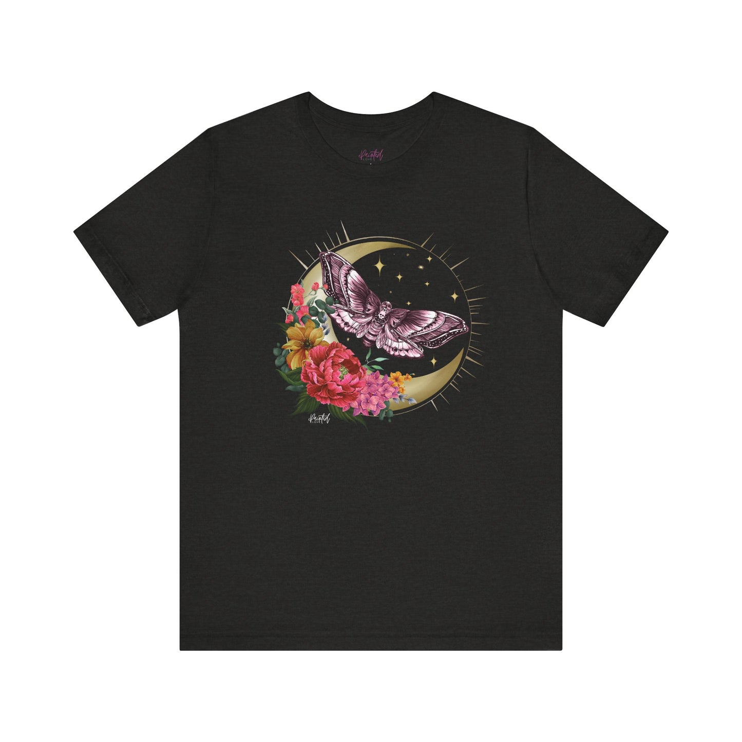 Witchy Tee Shirt with Deaths Head Moth and Crescent Moon Design