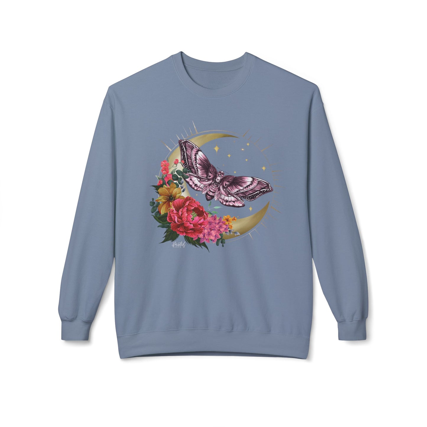 Witchy Vibes Celestial Moth and Flowers Sweatshirt - Painted Love Customs