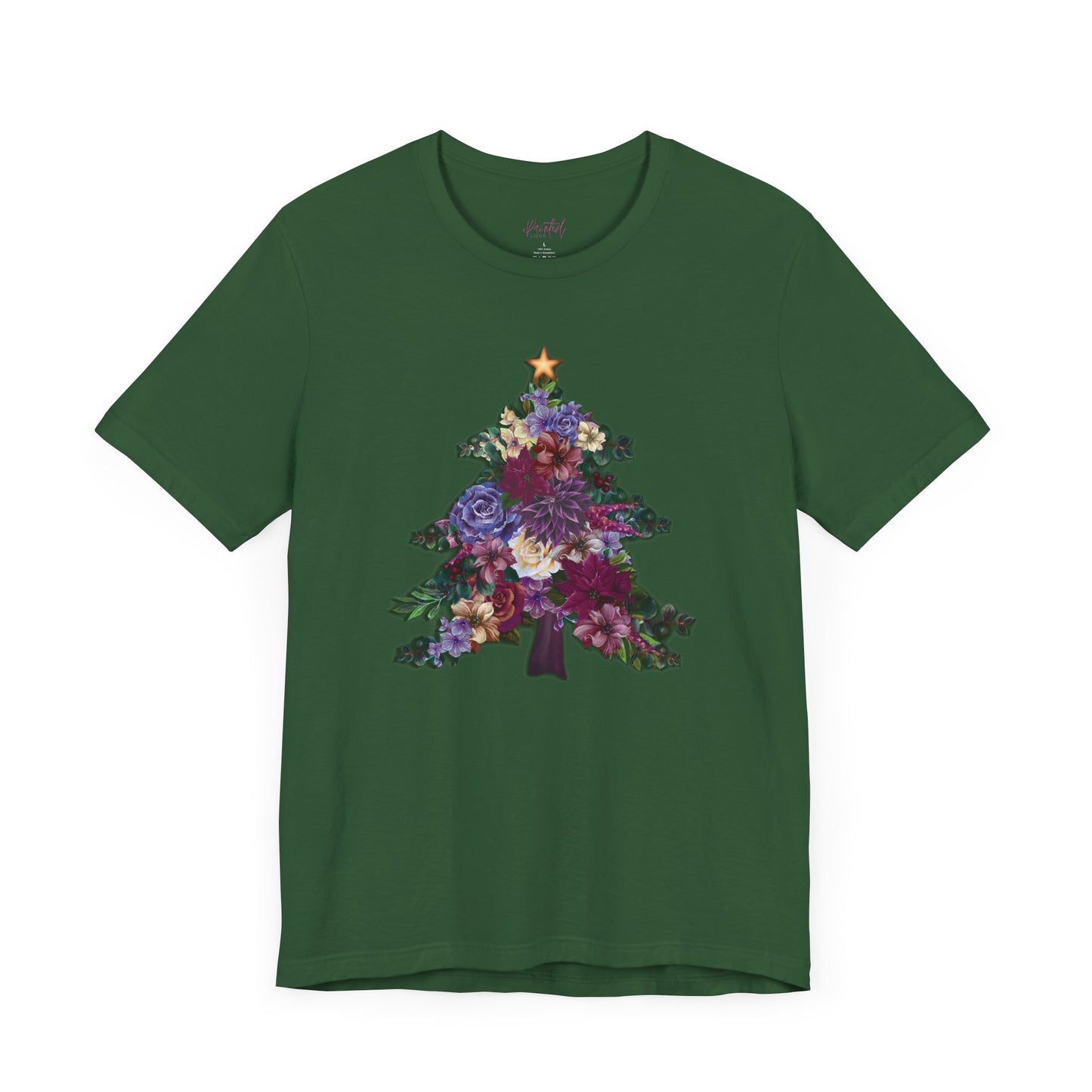 Christmas T-Shirt, Floral Christmas Tree