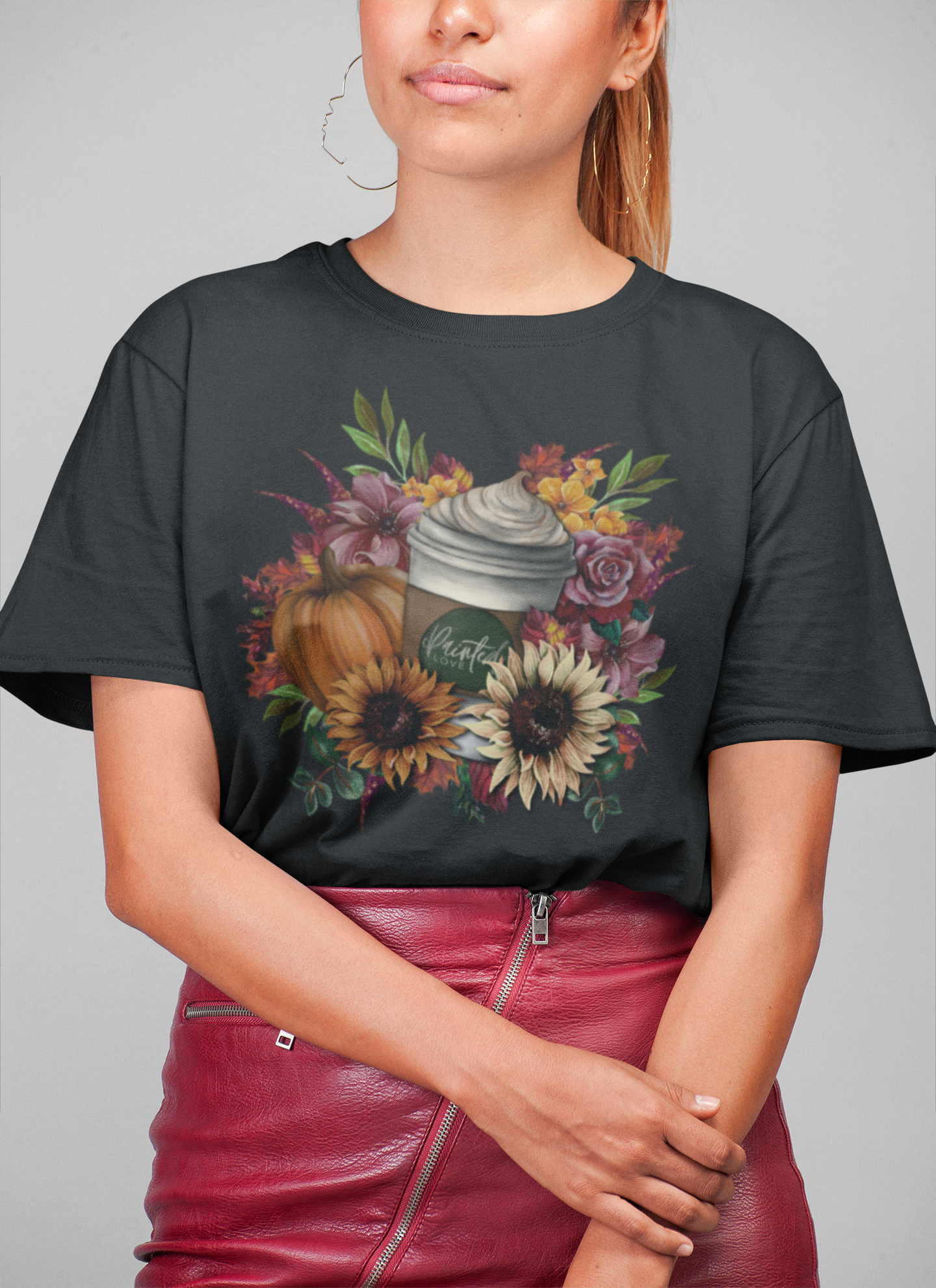 Pumpkin Spice Latte Floral T-Shirt