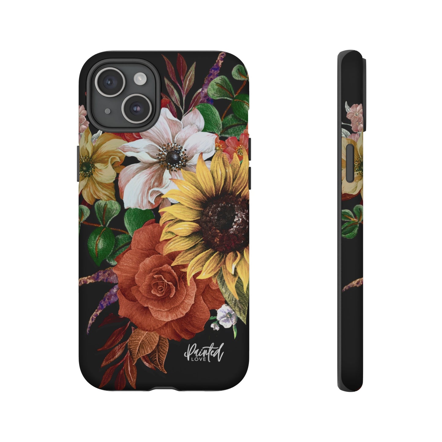 Painted Love Customs Floral Phone Case, Black