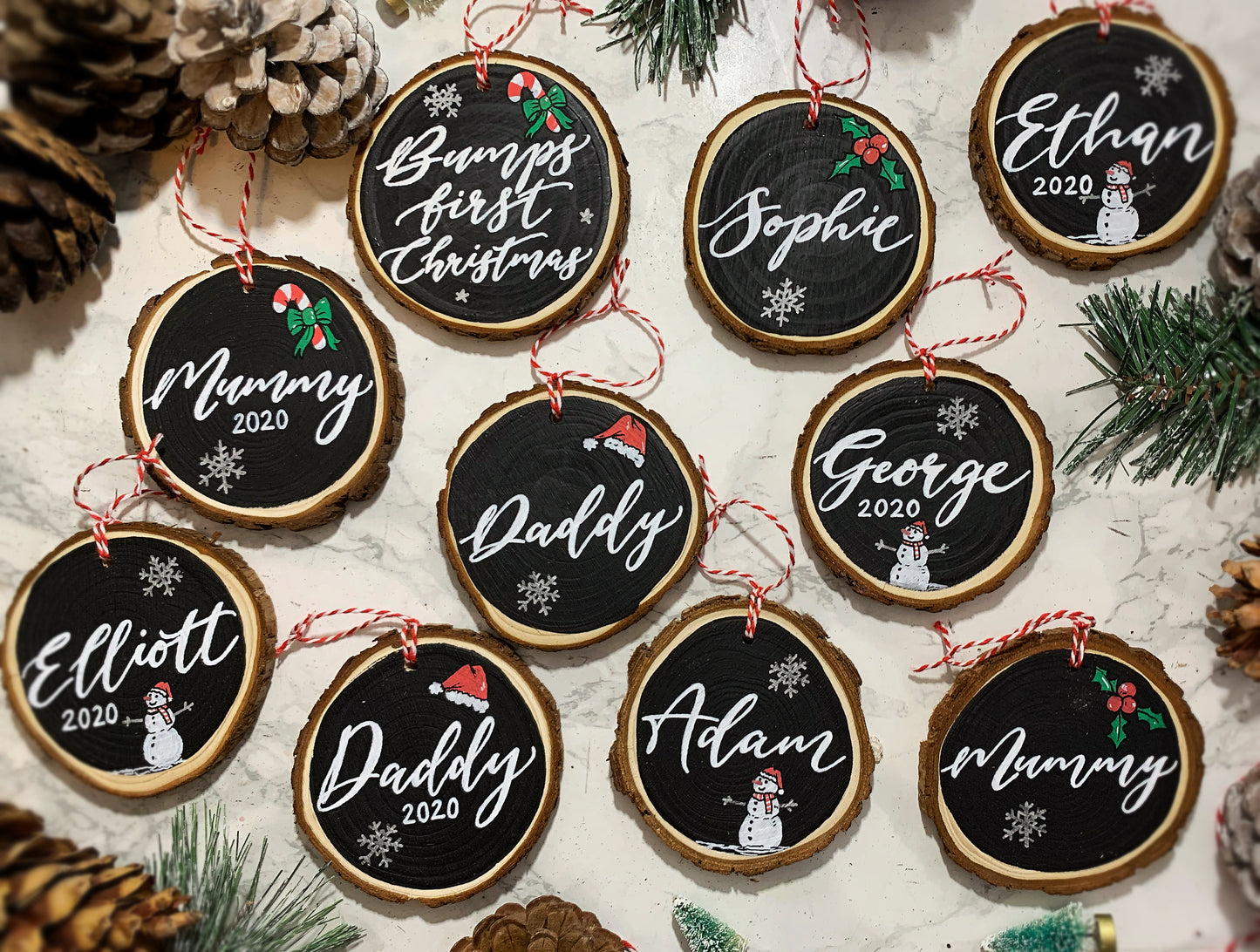 Personalised Log Slice Christmas Tree Decoration