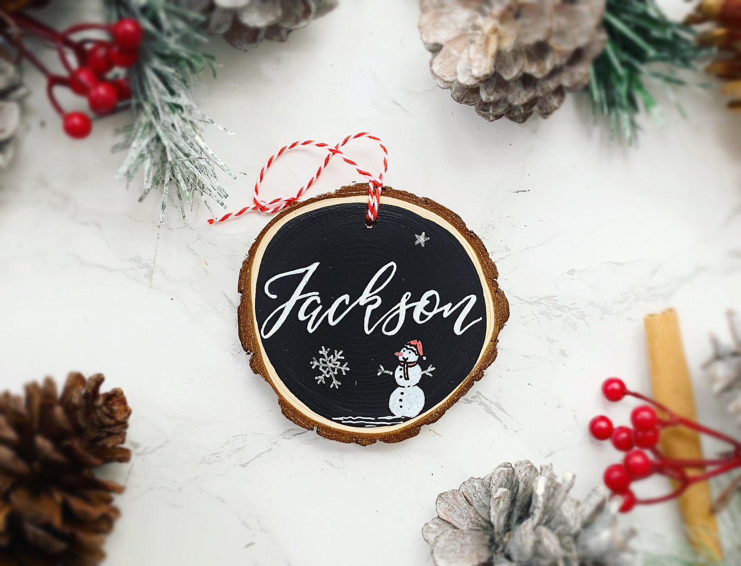 Personalised Log Slice Christmas Tree Decoration